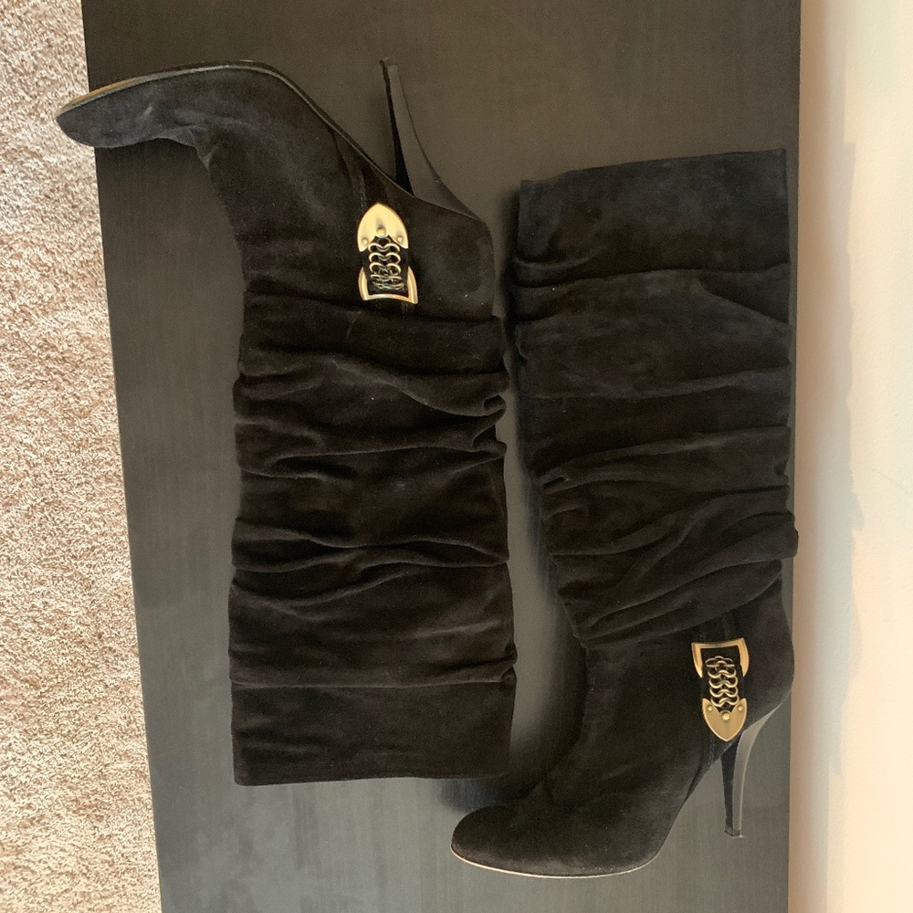 Dior Suede Boots with Gold Buckle